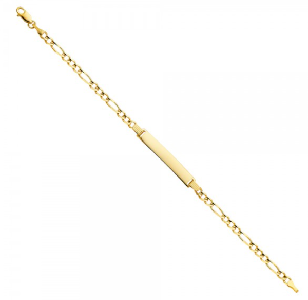14KY Figaro 3+1 ID Bracelet - 7.5"