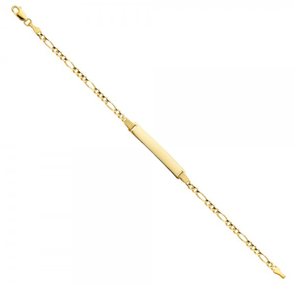 14KY Figaro 3+1 ID Bracelet - 7.5"