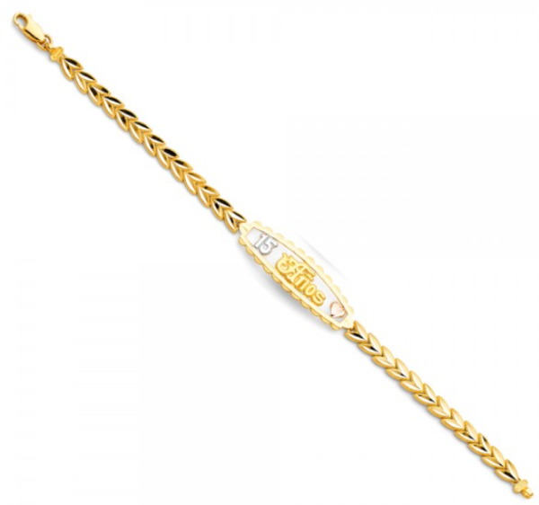 14K 3C 15 Years ID Bracelet - 7.25"