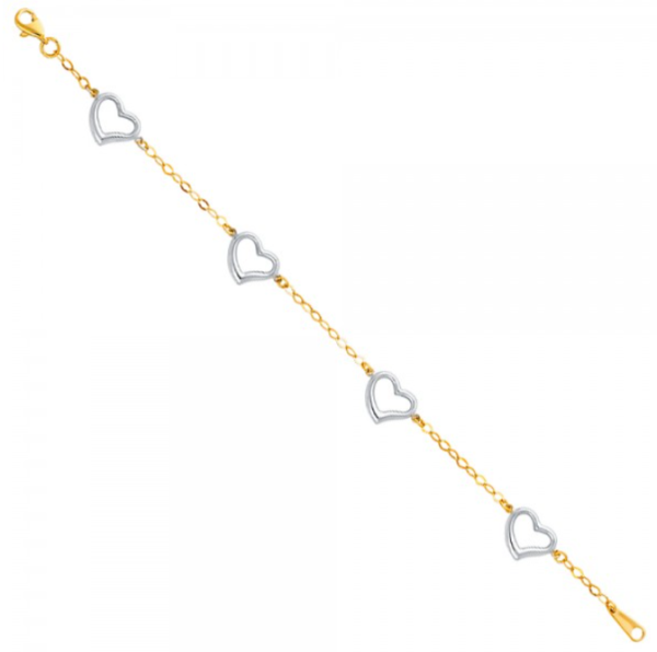 14K 2T Light Bracelet with Heart - 7.5"