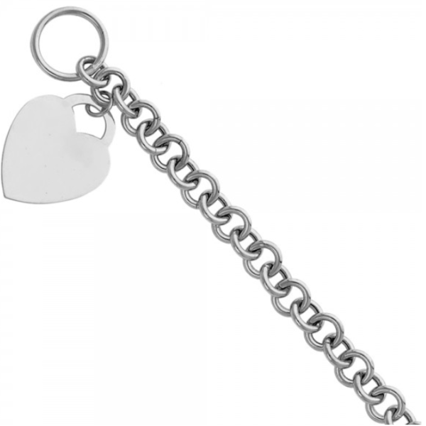 14KW Light Hollow Bracelet with Heart Pendant - 7.5"