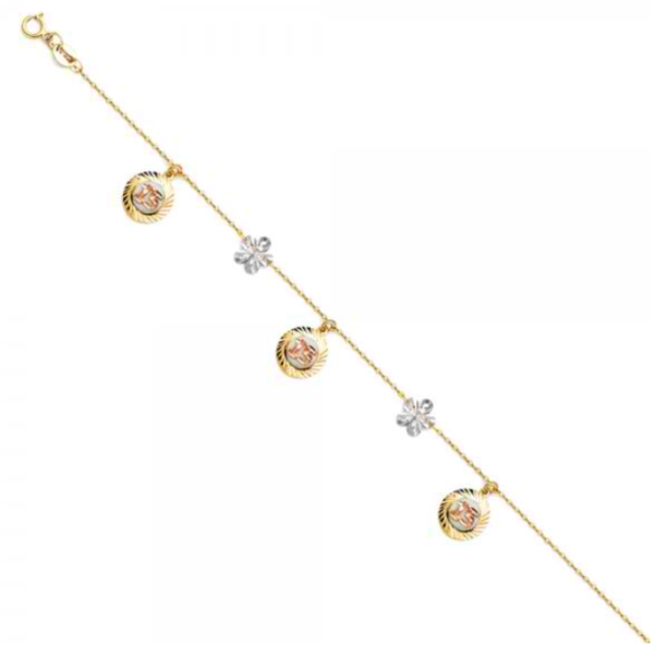 14K 3C 15 Years Chain Bracelet - 7+1"
