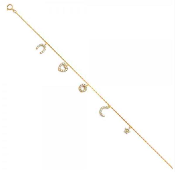 14KY Light CZ Chain Bracelet - 7+1"