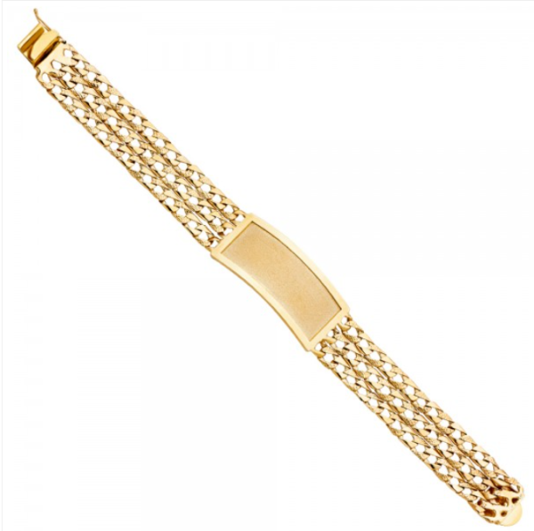 14KY 3L Light Nugget Cuban Link ID Bracelet - 8.5"