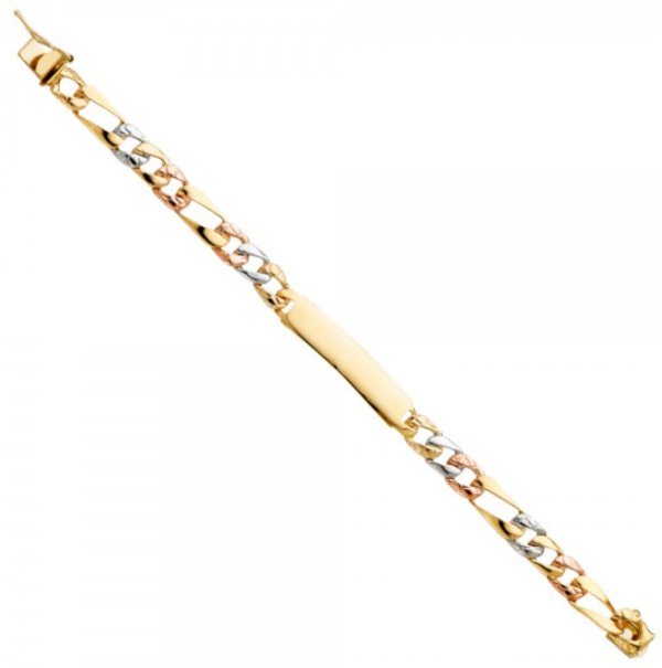 14K 3C Stamp Figaro Link Baby ID Bracelet - 6"