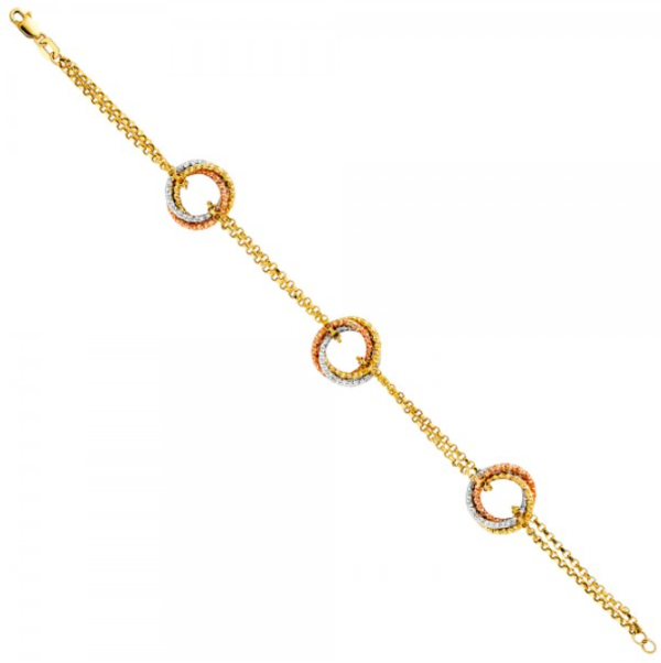 14K 3C Fancy Hollow Bracelet - 7.5"