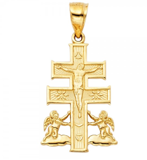 14KY Jesus Crucifix Cross with Angel Religious Pendant