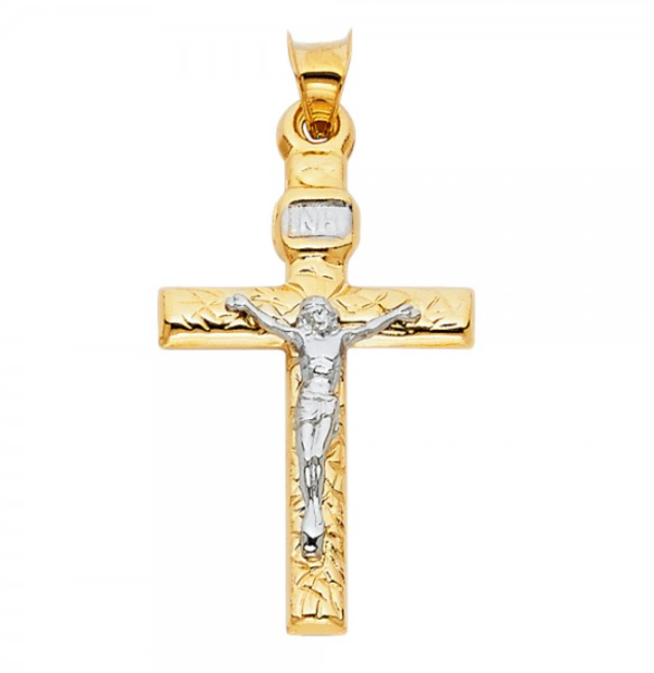 14K 2T Crucifix Cross Religious Pendant