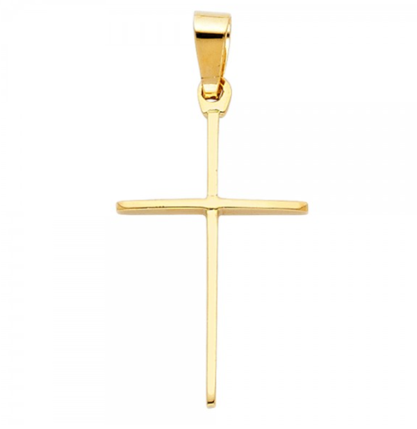 14KY Slender Cross Religious Pendant