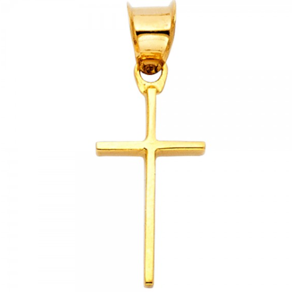 14KY Slender Cross Religious Pendant