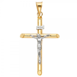 14K 2T Crucifix Cross Religious Pendant
