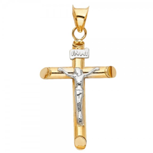 14K 2T Crucifix Cross Religious Pendant