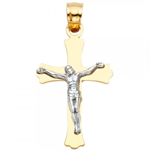 14K 2T Jesus Crucifix Cross Religious Pendant