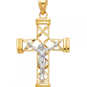 14K 2T Jesus Crucifix Cross Religious Pendant