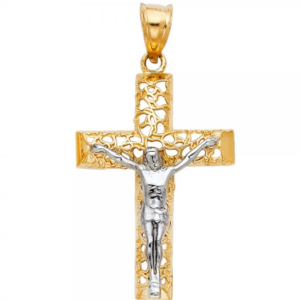 14K 2T Jesus Crucifix Cross Religious Pendant