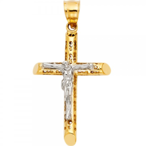 14K 2T Jesus Crucifix Cross Religious Pendant