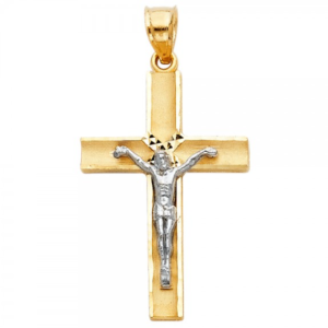14K 2T Jesus Crucifix Cross Religious Pendant