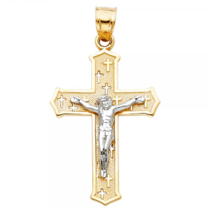 14K 2T Jesus Crucifix Cross Religious Pendant