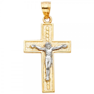 14K 2T Jesus Crucifix Cross Religious Pendant