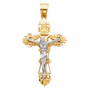 14K 2T Jesus Crucifix Cross Religious Pendant