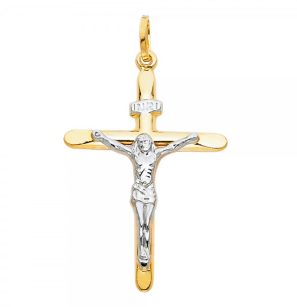14K 2T Crucifix Cross Religious Pendant