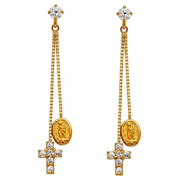 CZ Hanging Huggies Earrings
