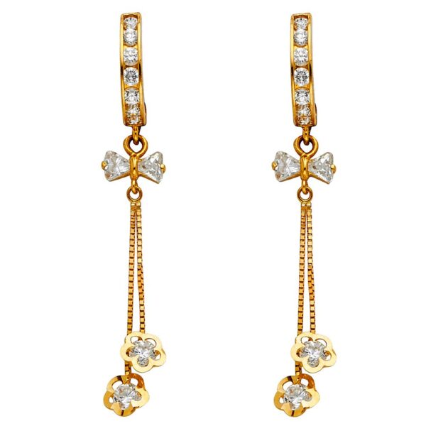 CZ Hanging Huggies Earrings