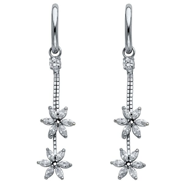 CZ Hanging Huggies Earrings