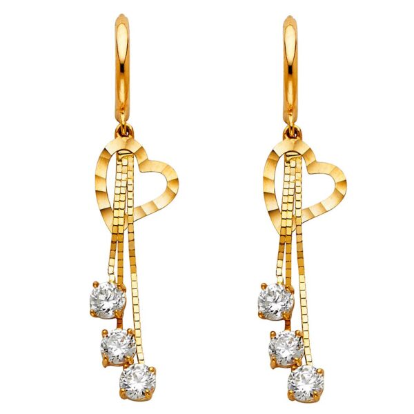 CZ Hanging Huggies Earrings