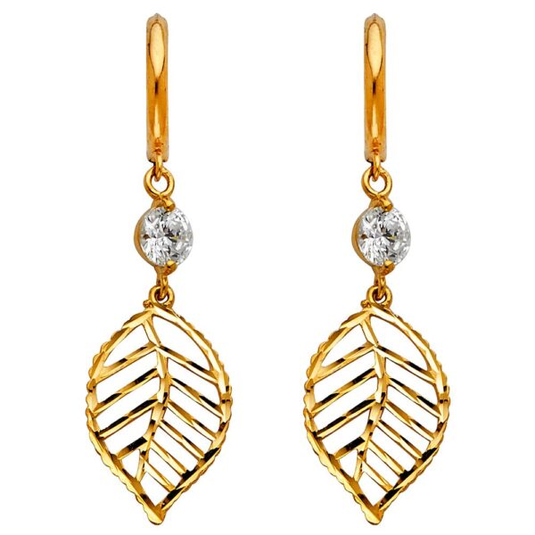 CZ Hanging Huggies Earrings