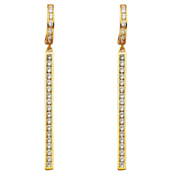 CZ Hanging Huggies Earrings