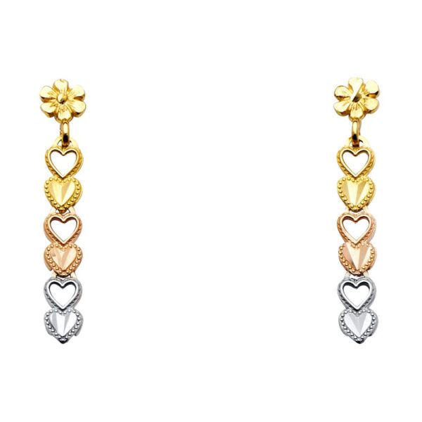3C Hanging Heart Post Earrings