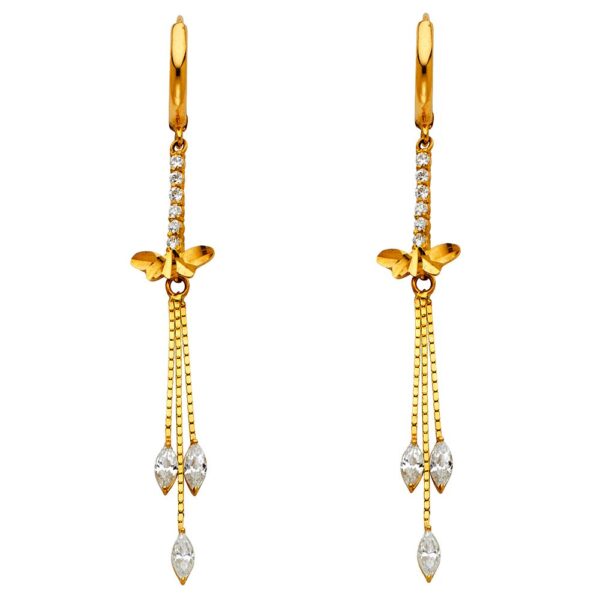 CZ Hanging Huggies Earrings