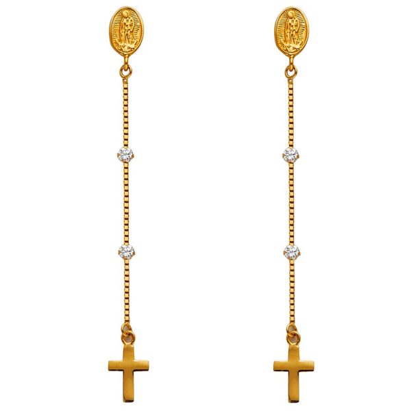 CZ Hanging Huggies Earrings