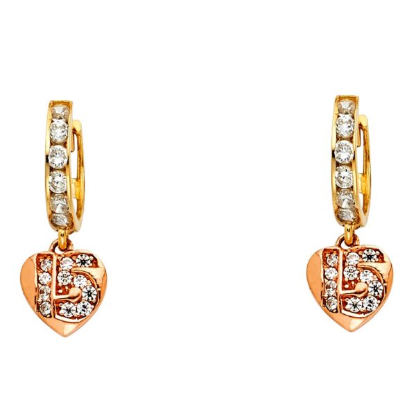 3C CZ Hanging Huggies Earrings