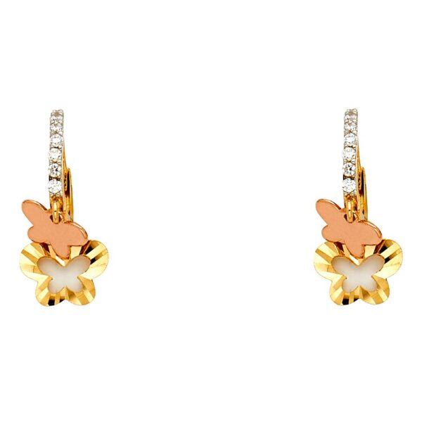2T CZ Hanging Huggies Earrings