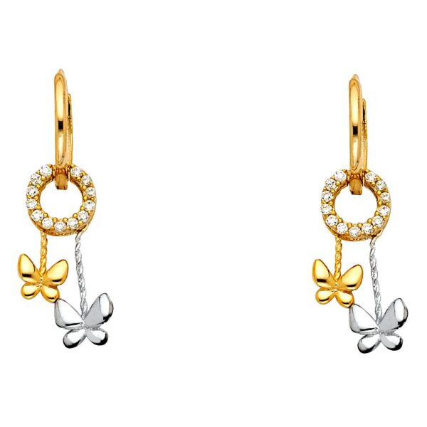 2T CZ Hanging Huggies Earrings