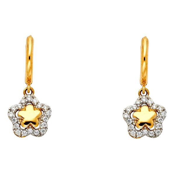 Flower CZ Hanging Earrings